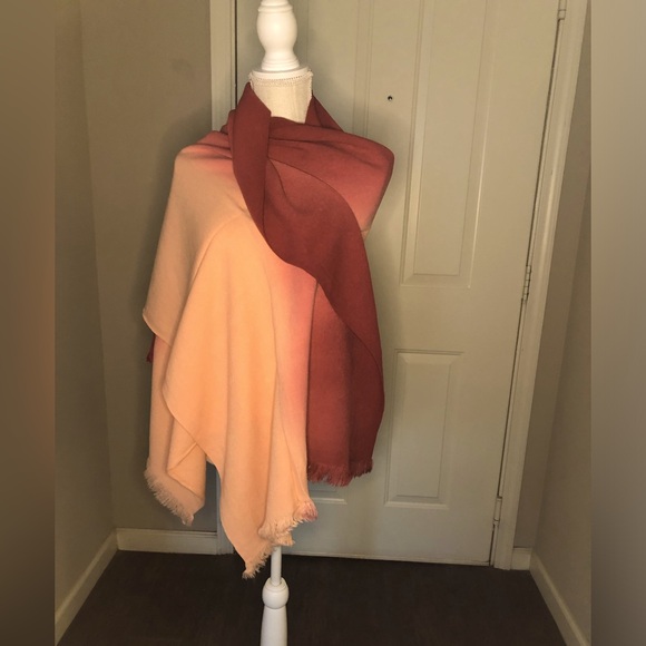 Elegant Ombre Scarf in Red and Orange - Picture 3 of 5